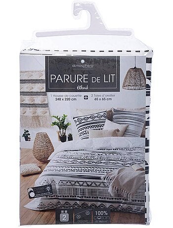 Parure de lit réversible en coton etnik
