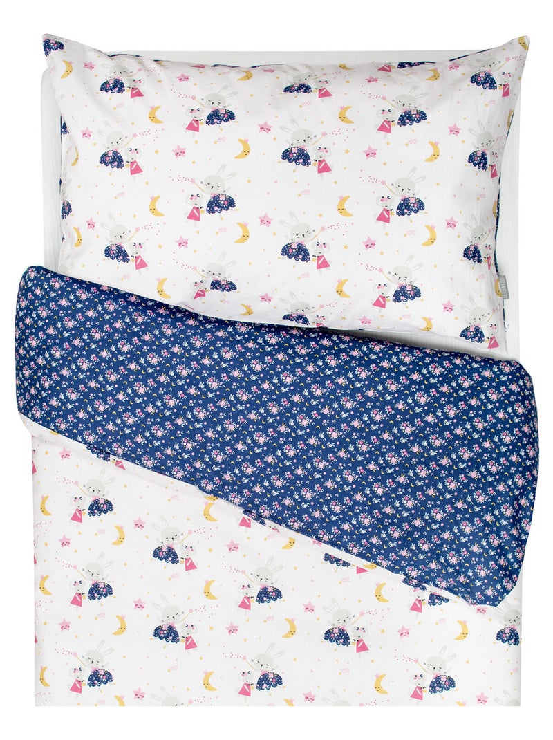 Parure de lit réversible en coton, Fairy Flore SEVIRA KIDS Rose - Kiabi