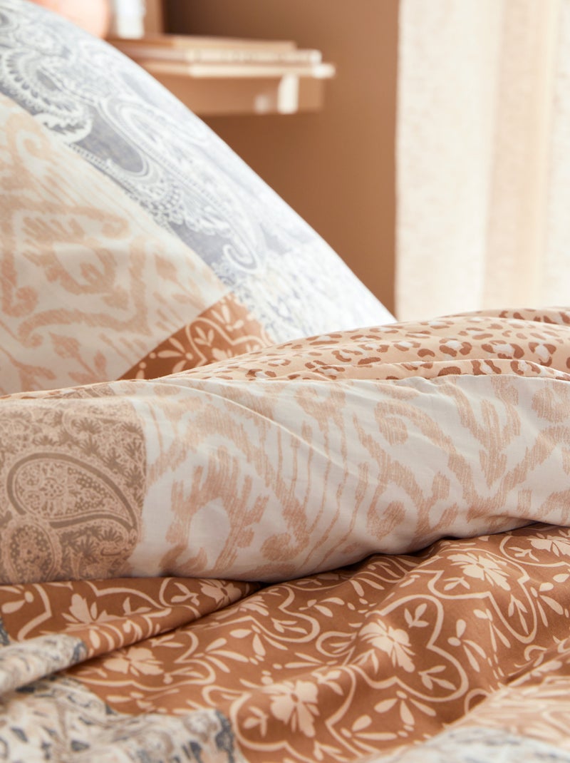 Parure de lit réversible en coton imprimé patchwork Beige - Kiabi