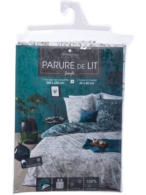 Parure de lit réversible en coton jungle - Kiabi