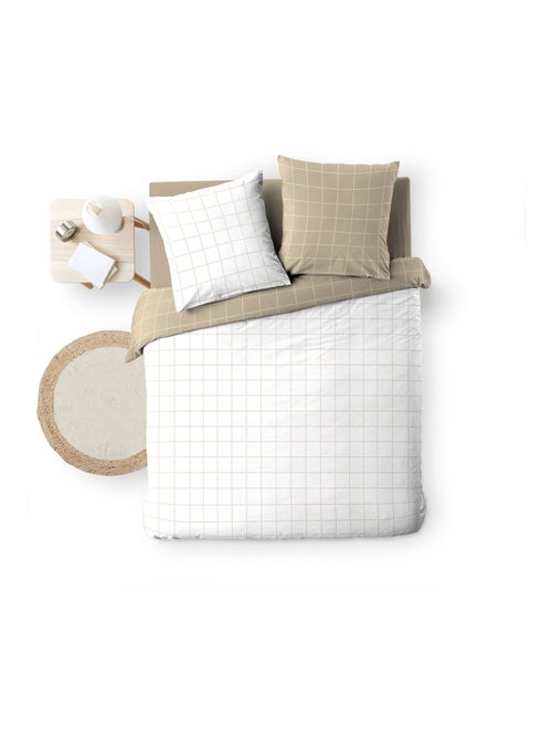 Parure de lit réversible en coton motif carreaux - Kiabi