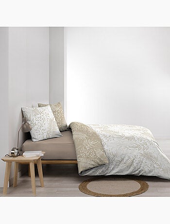 Parure de lit réversible en coton motif feuillage