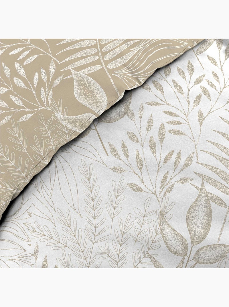 Parure de lit réversible en coton motif feuillage Beige grès - Kiabi