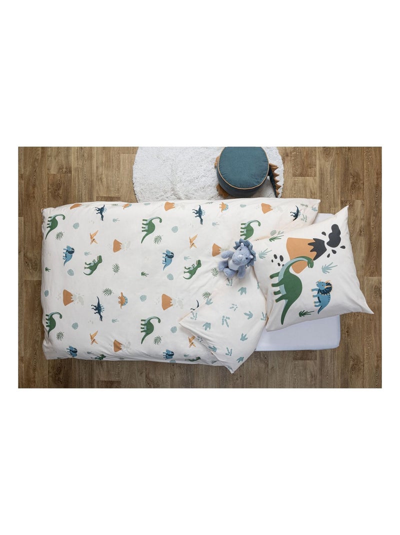Parure de lit réversible enfant motifs dinosaures Beige - Kiabi