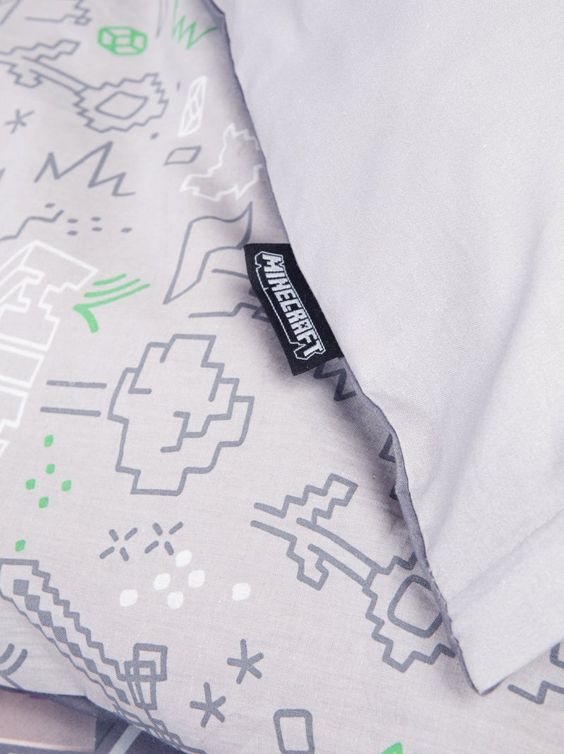 Parure de lit réversible et déhoussable 100 % coton 'Minecraft' ROBA Gris Multicolore Gris - Kiabi