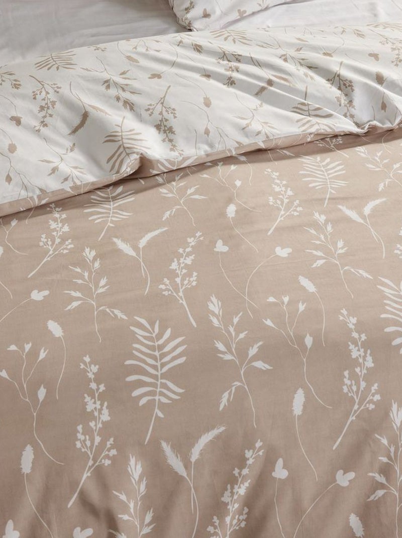 Parure de lit réversible feuilles - 2 personnes Gris - Kiabi