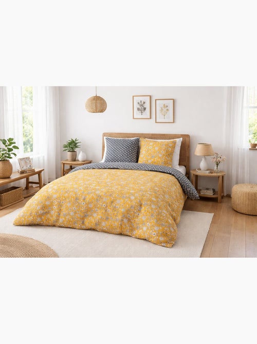 Parure de lit réversible fleurie - 240x220 / jaune - Kiabi Parure de lit réversible fleurie - 240x220 / jaune - Kiabi