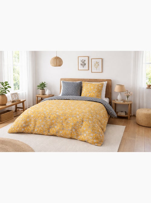 Parure de lit réversible fleurie - 240x220 / jaune - Kiabi Parure de lit réversible fleurie - 240x220 / jaune - Kiabi