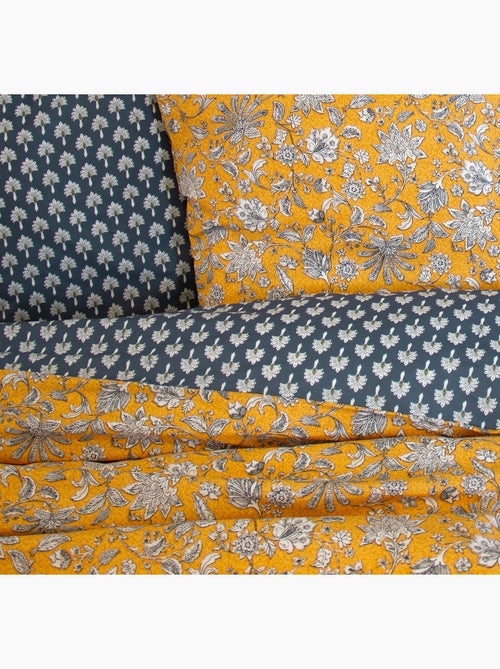 Parure de lit réversible fleurie - 240x220 / jaune - Kiabi Parure de lit réversible fleurie - 240x220 / jaune - Kiabi
