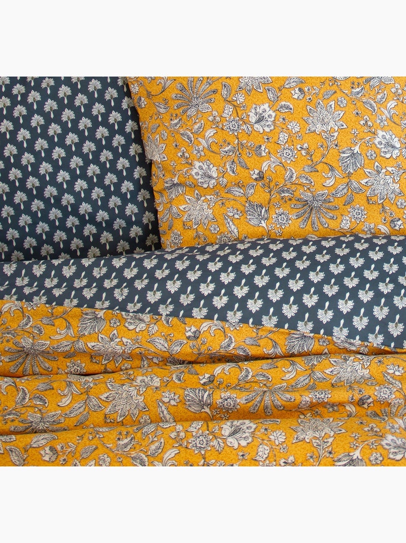 Parure de Lit Réversible Fleurie Jaune - Kiabi