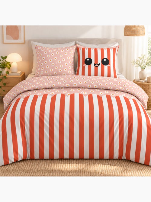 Parure de lit réversible fresh popcorn 100% coton 57 fils - Kiabi Parure de lit réversible fresh popcorn 100% coton 57 fils - Kiabi