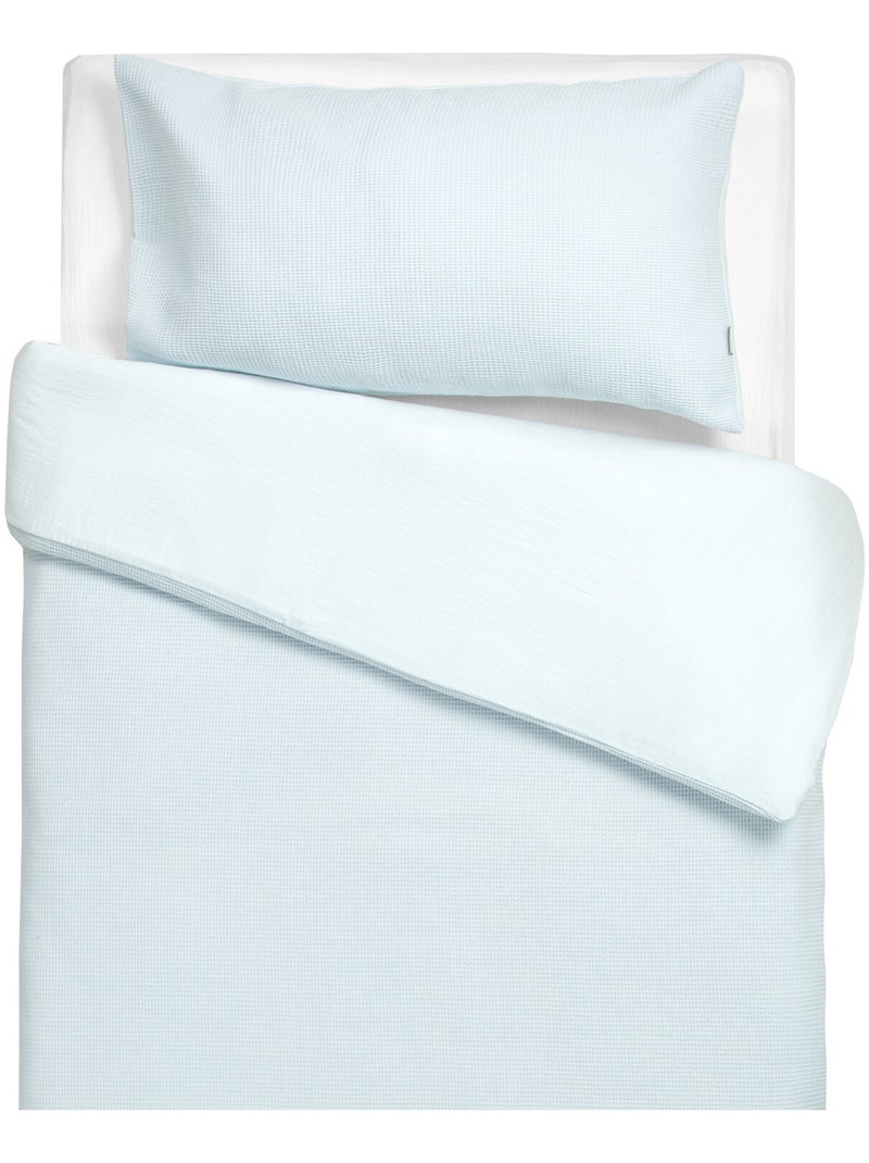 Parure de lit réversible gaze de coton & nid d'abeille SEVIRA KIDS Bleu - Kiabi
