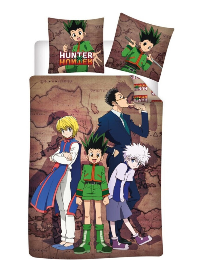 Parure de lit réversible Hunter x Hunter - Gon, Kirua, Kurapika et Leolio - 140 cm x 200 cm Multicolore - Kiabi