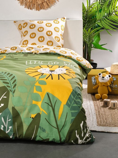Parure de lit réversible imprimé lion - 1 personne - Kiabi