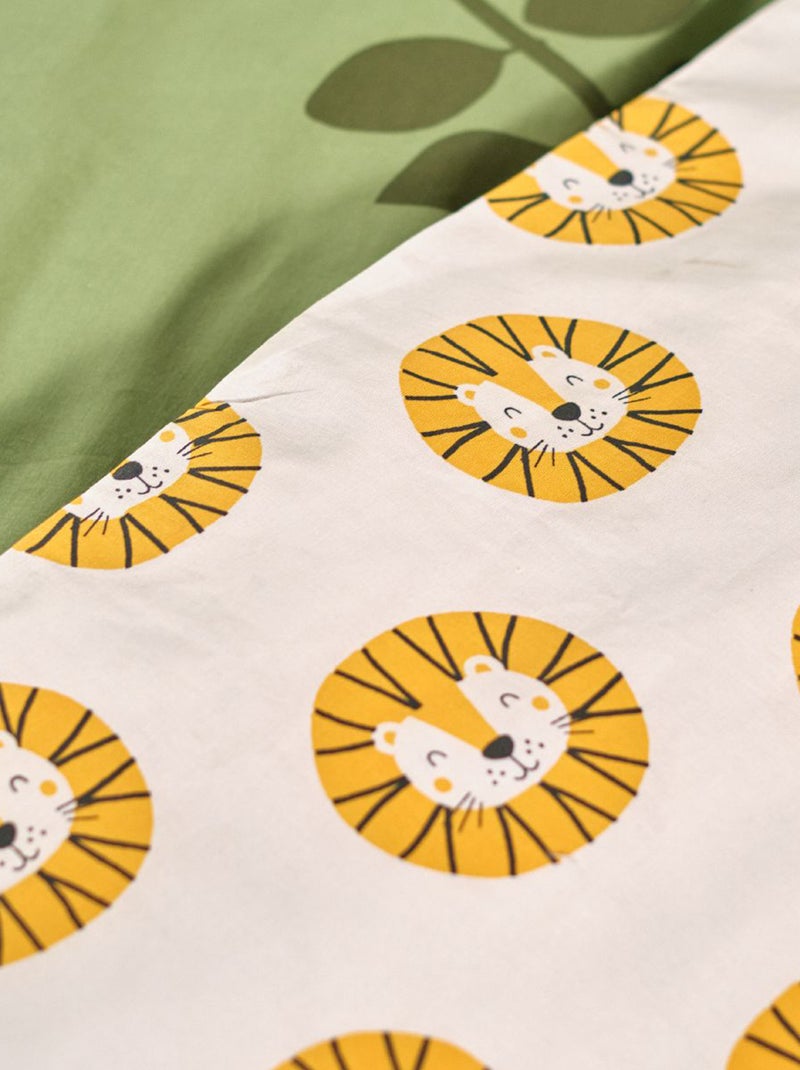 Parure de lit réversible imprimé lion - 1 personne Vert - Kiabi