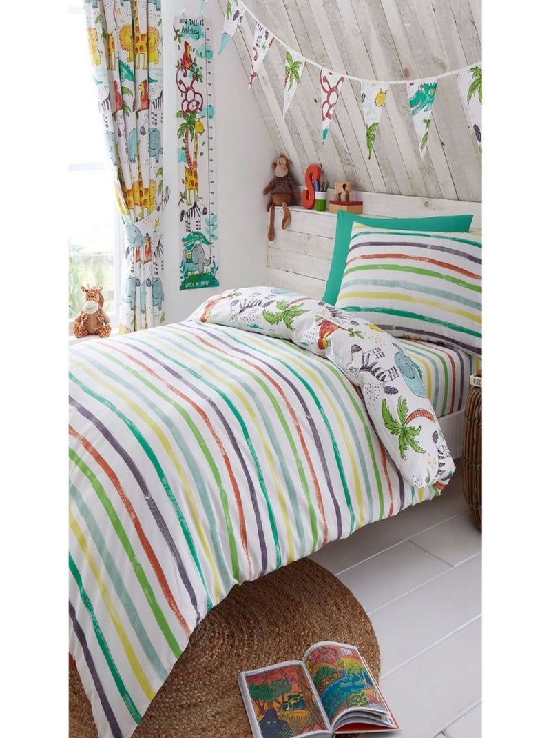 Parure de lit réversible Jungle rayé - 138 x 200 cm Multicolore - Kiabi