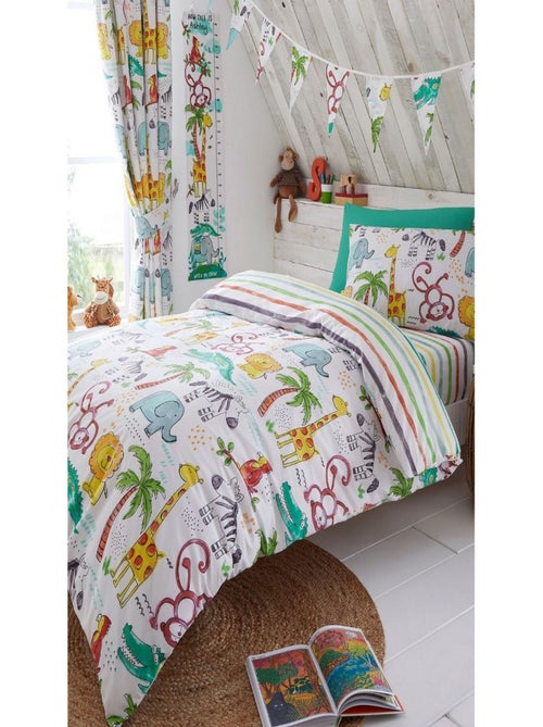 Parure de lit réversible Jungle rayé- 120 x 150 cm - Kiabi