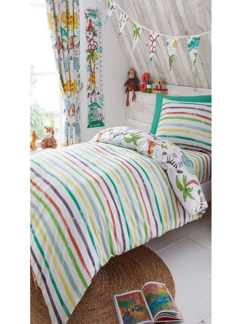 Parure de lit réversible Jungle rayé- 120 x 150 cm - Kiabi