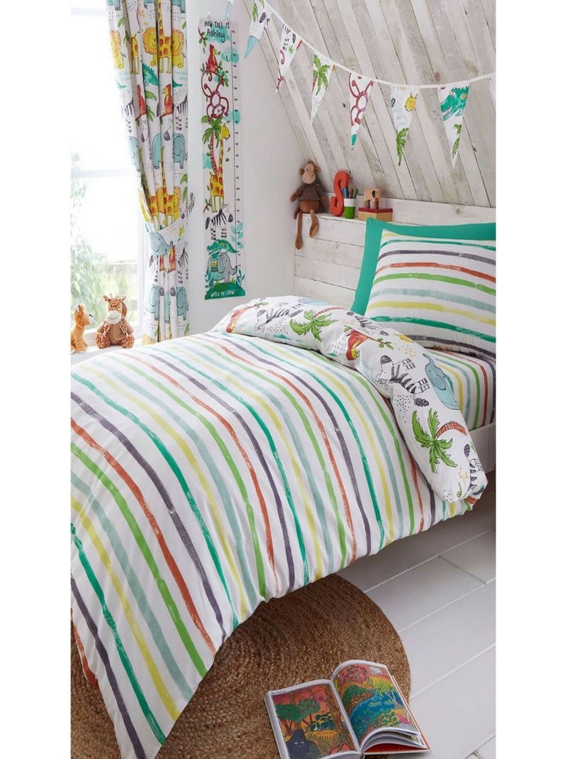 Parure de lit réversible Jungle rayé- 120 x 150 cm Multicolore - Kiabi