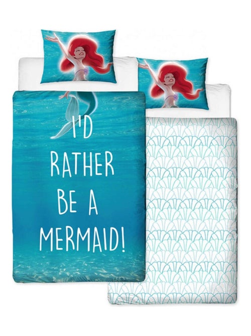 Parure de lit réversible La petite sirène - modèle Ariel je préfère être une sirène - Kiabi