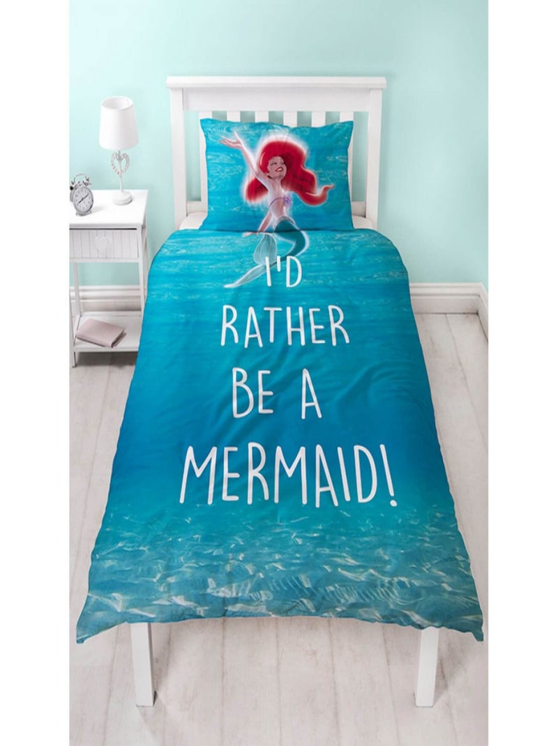 Parure de lit réversible La petite sirène - modèle Ariel je préfère être une sirène Multicolore - Kiabi