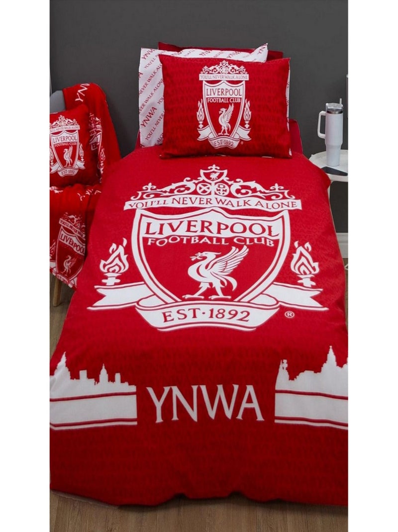 Parure de lit réversible Liverpool FC Rouge et Blanc -135 x 200 cm Rouge - Kiabi