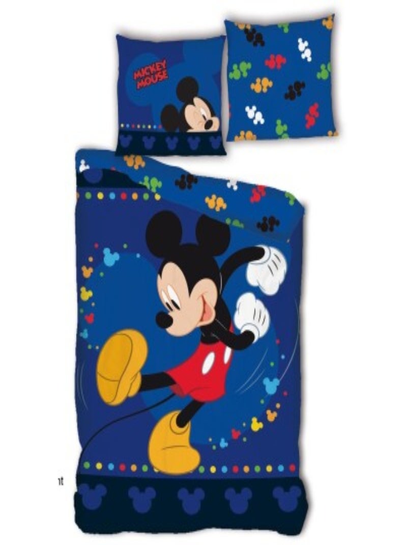 Parure de Lit Réversible Mickey Qui Danse – 140x200 cm – Disney Officiel Bleu - Kiabi