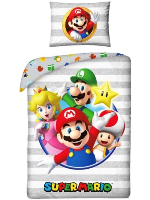 Parure de lit réversible microfibre 140x200 - SUPER MARIO - Kiabi