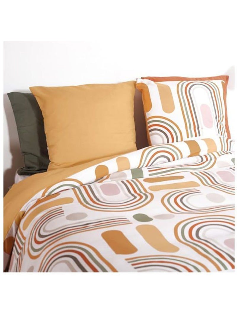 Parure de lit réversible microfibre scandinave - 3 pièces Beige - Kiabi