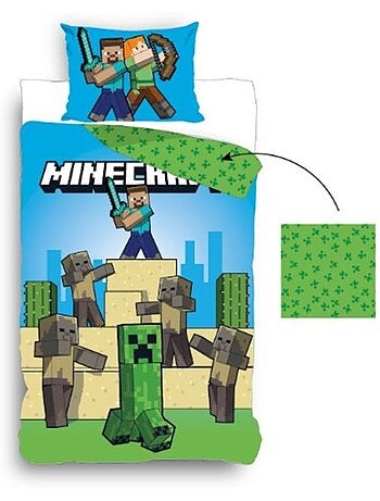 Parure de lit réversible microfibre skin creeper - MINECRAFT