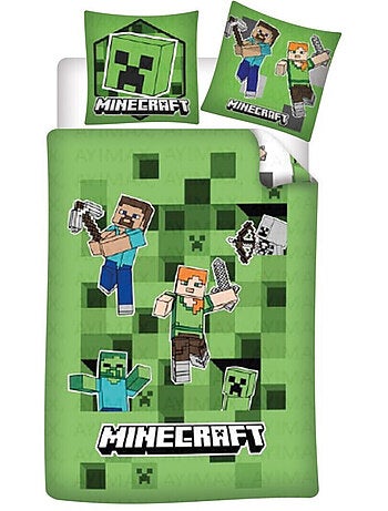 Parure de lit réversible Minecraft Vert - 140 cm x 200 cm