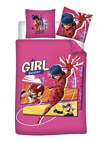 Parure de lit réversible Miraculous Ladybug - -Girl Power- - Rouge - 140 cm x 200 cm
