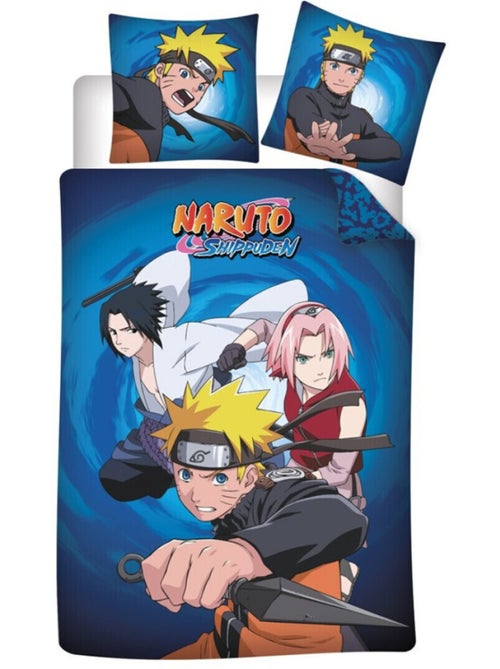 Parure de lit réversible Naruto, Sasuke et Sakura - 140 cm x 200 cm - Kiabi