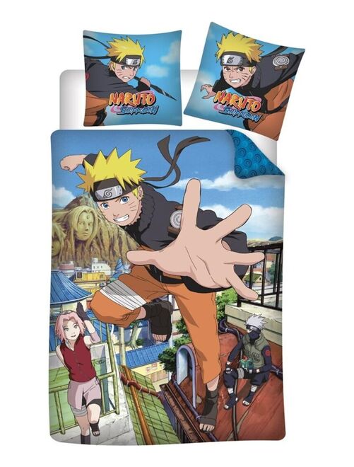 Parure de lit réversible Naruto, Sasuke et Sakura - Multicolors - 140 cm x 200 cm - Kiabi