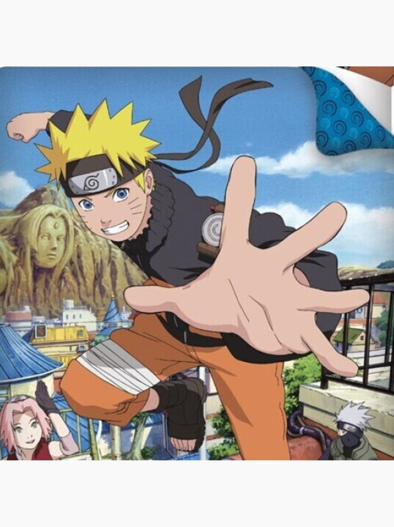 Parure de lit réversible Naruto, Sasuke et Sakura - Multicolors - 140 cm x 200 cm Multicolore - Kiabi