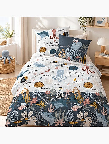 Parure de lit réversible octopia 100% coton 57 fils