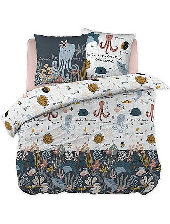 Parure de lit réversible octopia 100% coton 57 fils