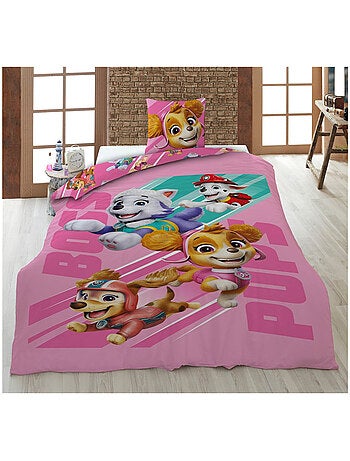 Parure de lit réversible Pat Patrouille Boss Pups rose - 140 cm x 200 cm