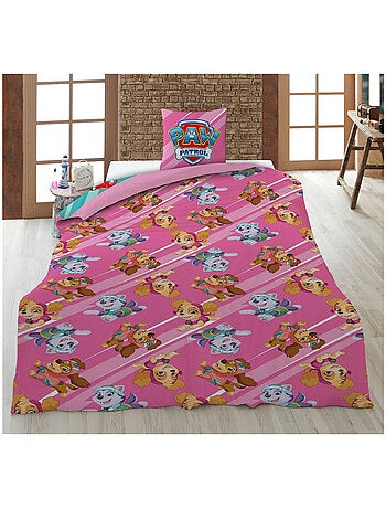 Parure de lit réversible Pat Patrouille Boss Pups rose - 140 cm x 200 cm