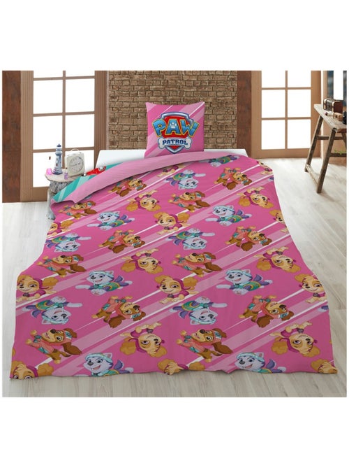 Parure de lit réversible Pat Patrouille Boss Pups rose - 140 cm x 200 cm - Kiabi