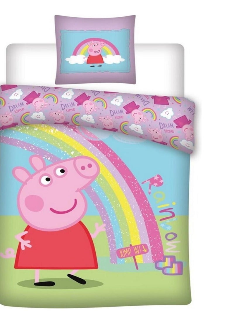 Parure de lit réversible Peppa Pig - 140 cm x 200 cm Multicolore - Kiabi
