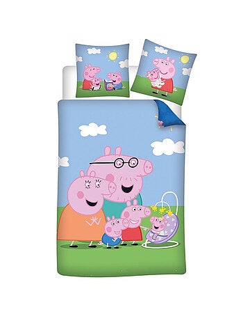 Parure de lit réversible Peppa pig - Maman pig - Papa pig - George pig- Evie pig - 140 x 200 cm