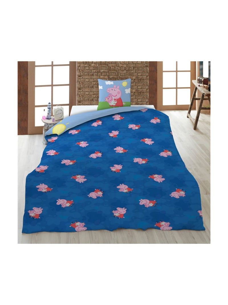 Parure de lit réversible Peppa pig - Maman pig - Papa pig - George pig- Evie pig - 140 x 200 cm Multicolore - Kiabi
