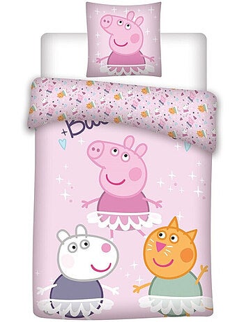 Parure de lit réversible Peppa Pig - Peppa, Suzy et Candy - Rose - 140 cm x 200 cm
