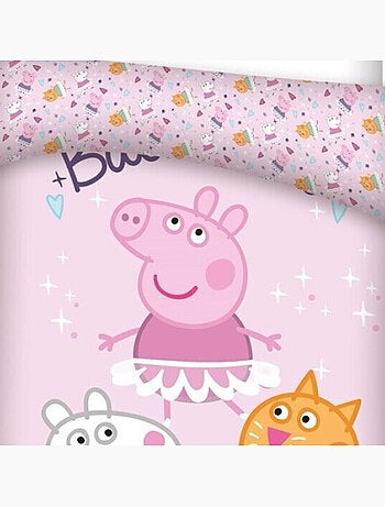 Parure de lit réversible Peppa Pig - Peppa, Suzy et Candy - Rose - 140 cm x 200 cm