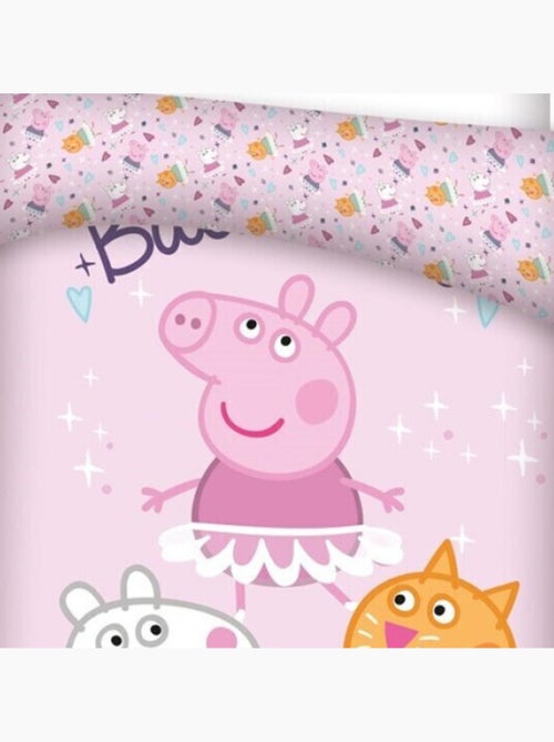 Parure de lit réversible Peppa Pig - Peppa, Suzy et Candy - Rose - 140 cm x 200 cm - Kiabi