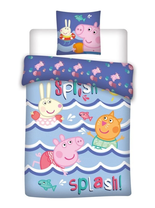 Parure de lit réversible Peppa Pig - Rebecca Rabbit - Candy Cat à la mer - 140 x 200 cm - Kiabi