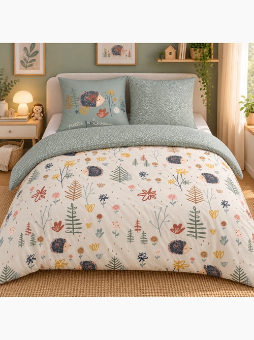 Parure de lit réversible polisson 100% coton 57 fils - Kiabi Parure de lit réversible polisson 100% coton 57 fils - Kiabi