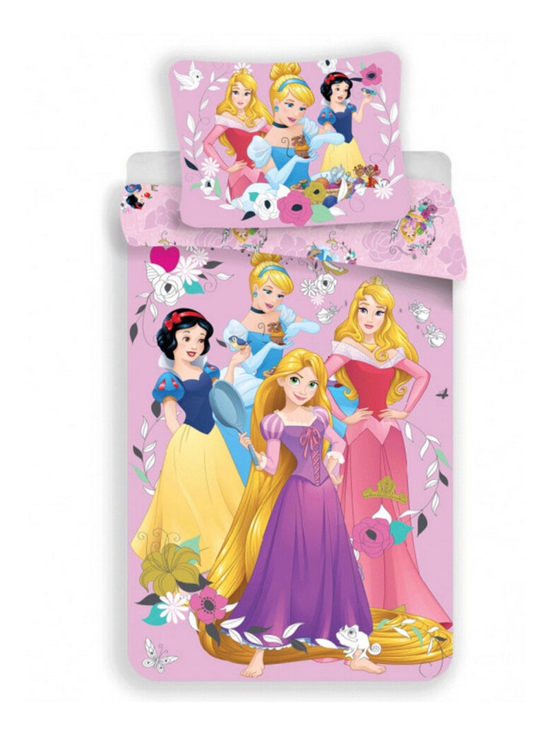 Parure de lit réversible Princesses Disney - modèle Cendrillon, Raiponce, Blanche-Neige et La Belle Multicolore - Kiabi