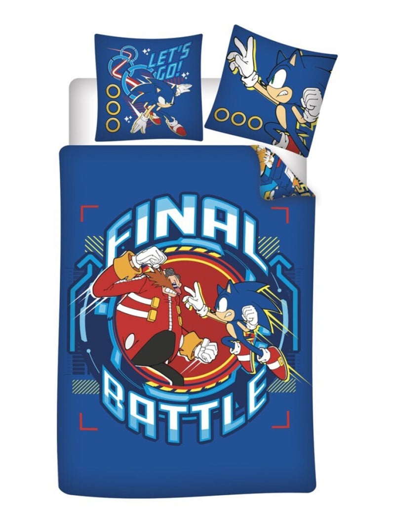 Parure de lit réversible Sonic - -Final Battle- - 140 cm x 200 cm Bleu - Kiabi